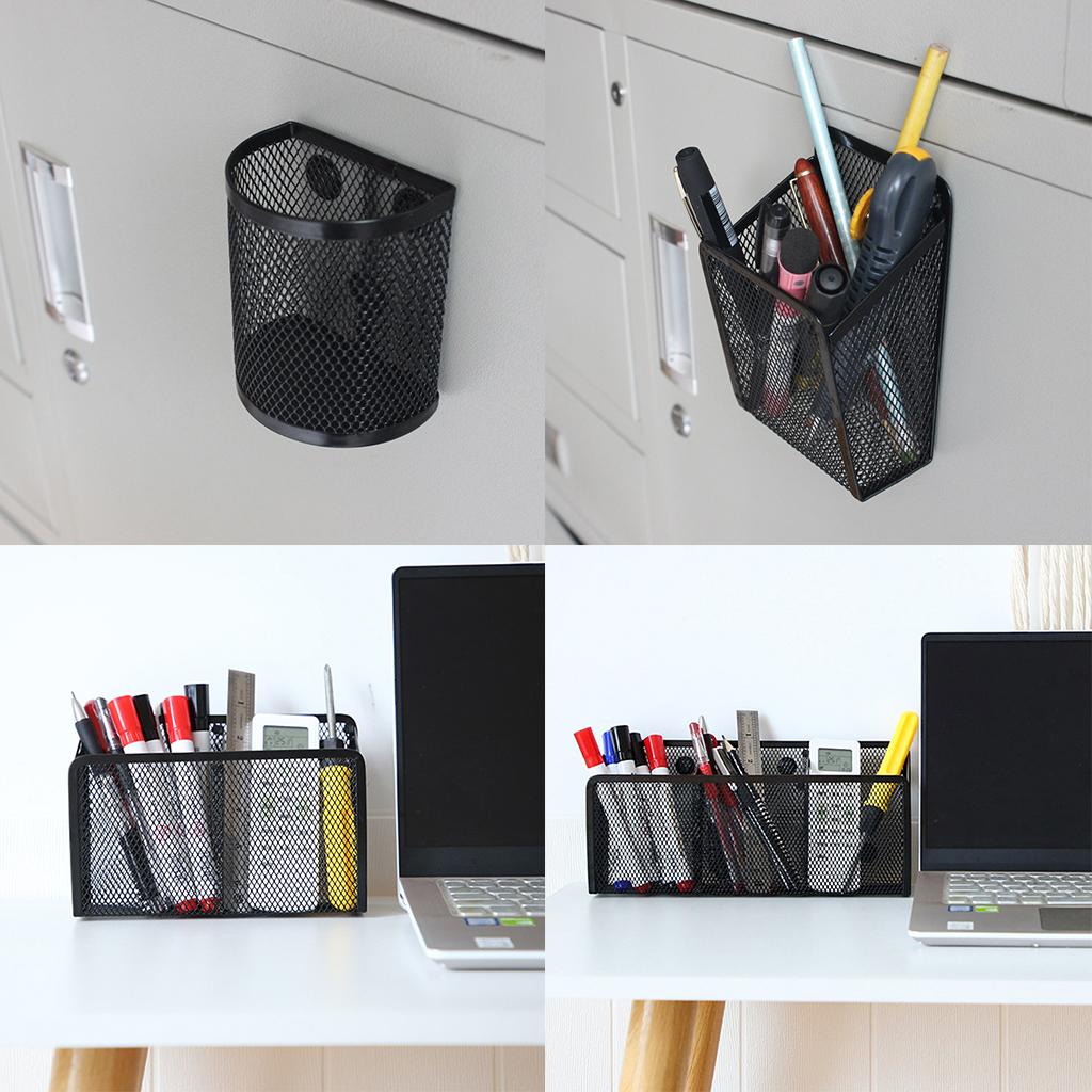 Gittergewebe Magnetischer Stifthalter Metall Stationärer Organizer Schreibtisch Schreibwaren Aufbewahrung Gittergewebe Korb für Kühlschrank Spind Büro