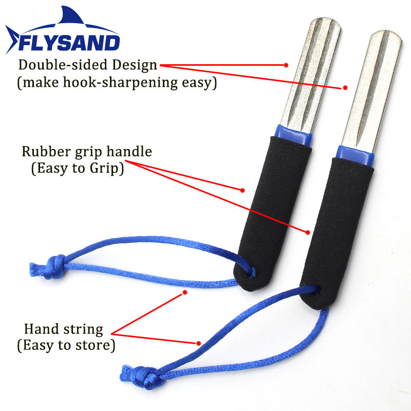 FLYSAND-afilador de anzuelos de pesca portátil con doble ranura para exteriores, herramienta para afilar anzuelos, accesorios de pesca