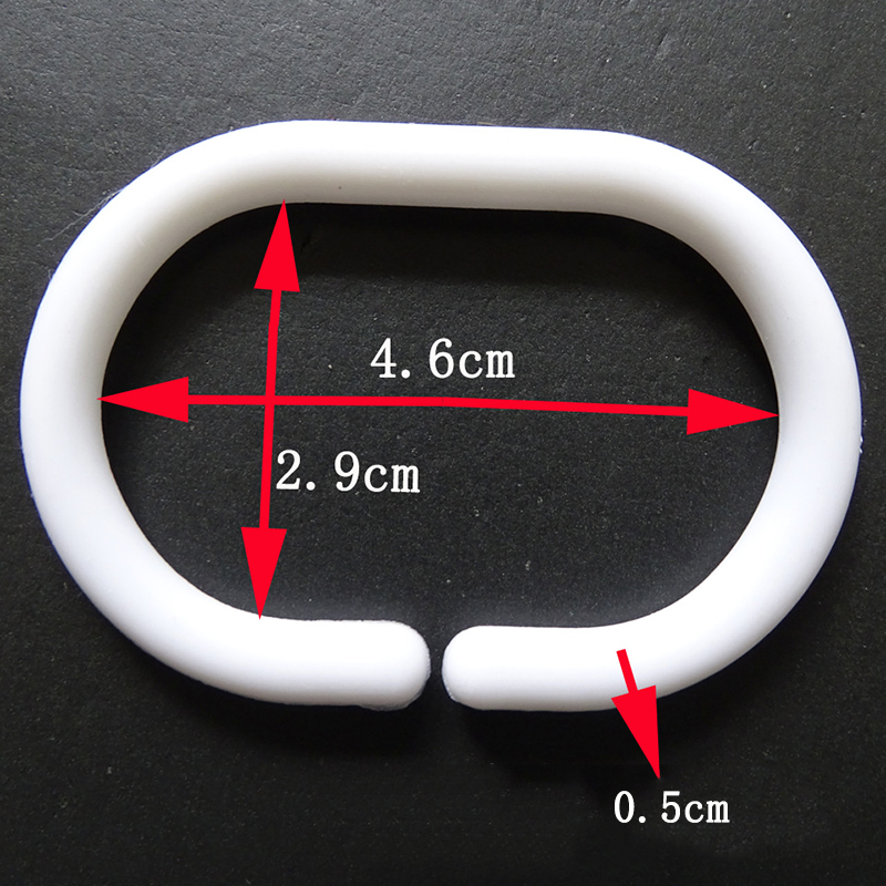 12pçs cortina de chuveiro em forma de c, ganchos pretos, cortina de banheiro, faça você mesmo, ganchos de anel de plástico, clipe deslizante, ganchos de substituição convenientes: BRANCO