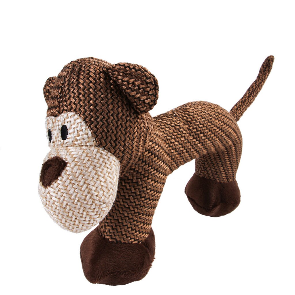 Pet Dog Squeaky Toy Cat Squeaker Sound Chew Fetch Interactive Plush Animal Shape Toys Throwing Playing Pets Product Toys: Brown
