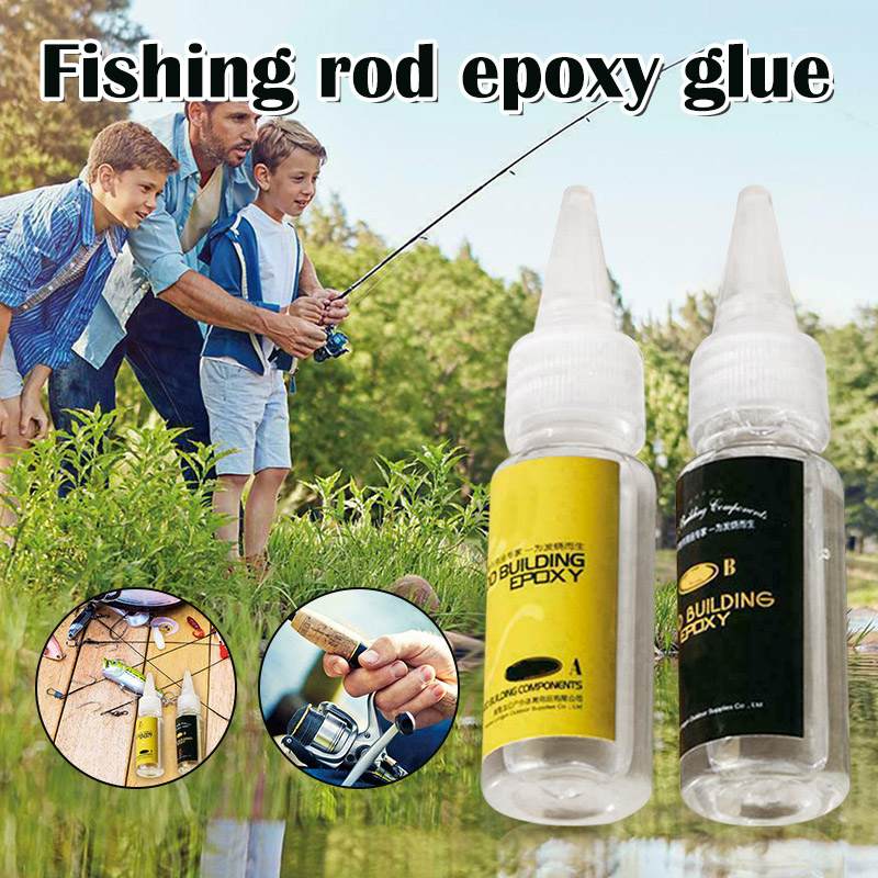 2Pcs Fishing Rod Glue Fishing Rod adhesive Epoxy Resin AB Glue Transparent Glue for Twine Fishing Rod Accessories Repair glue
