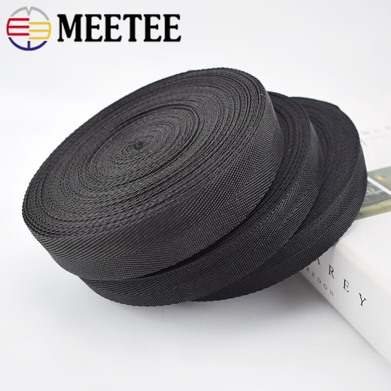 18M 20-30Mm 0.9Mm Dikke Zwarte Polypropyleen Pp Singels Lint Band Band Tape Voor Rugzak Riem diy Kledingstuk Naaien Accessoires