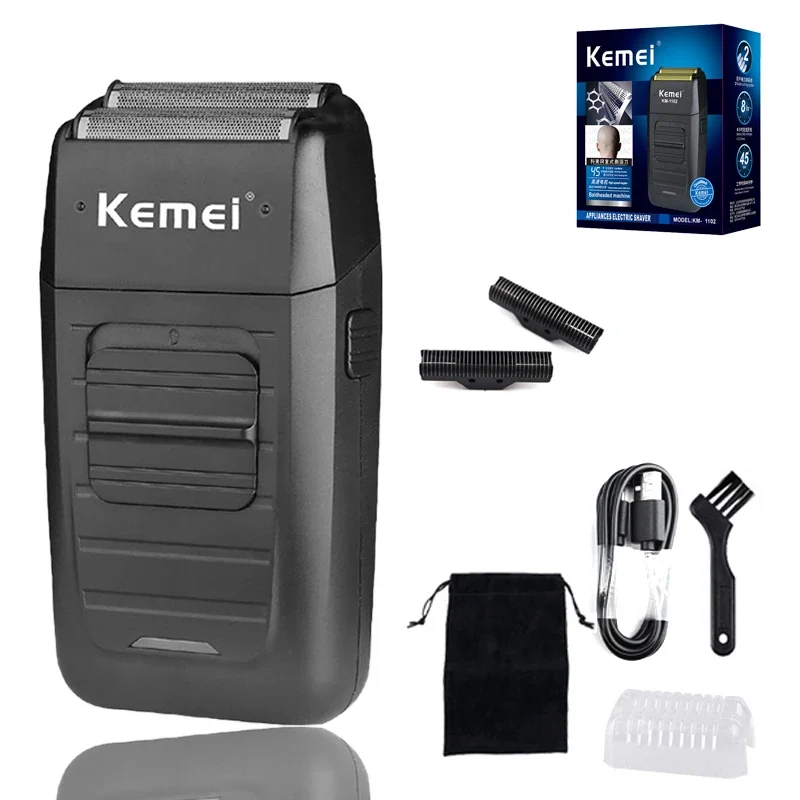 Kemei KM-1102 Wiederaufladbarer Akku-Rasierer für Männer, Zwilling-Klinge-Rasierer mit hin- und hergehendem Bart, Gesichtspflege, multifunktionaler stärker Trimmer: MULTI
