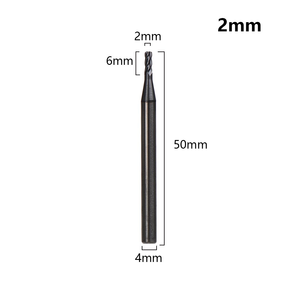 1PC Duurzame 4 Fluit Mill Endmill Cutting Lichtmetalen Carbide Wolfraam Stalen Frees End Mill Metal Cutter Machine gereedschap: 2mm