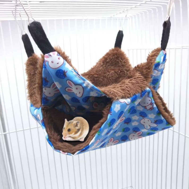 Hamaca de doble capa para mascotas, forro polar de felpa suave de invierno cálido nido colgante, cama para dormir, mascotas pequeñas, hámster, ardilla, Chinchilla, cerdo