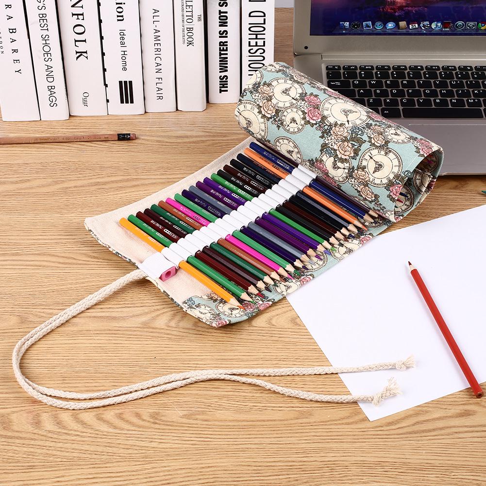 Sketch Pencil Set Canvas Artist Student Stationery 48 Colors Crafts Art Supplies Drawing Painting