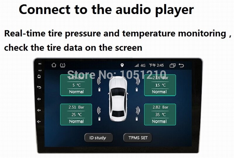 Ouchuangbo TPMS Reifen Druck Überwachung System mit 4 Externe Sensor Reifendruck Alarm unterstützung USB Hafen