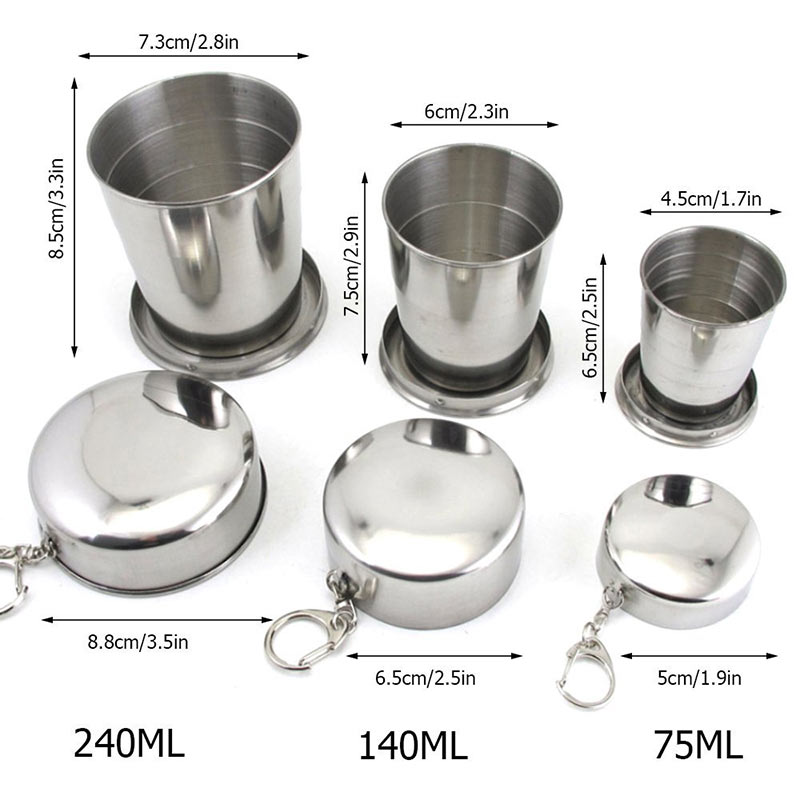 Mini Stainless Steel Wine Glasses Portable Outdoor Camping Picnic Travel Folding Collapsible Metal Drinking Cups Telescopic Mug