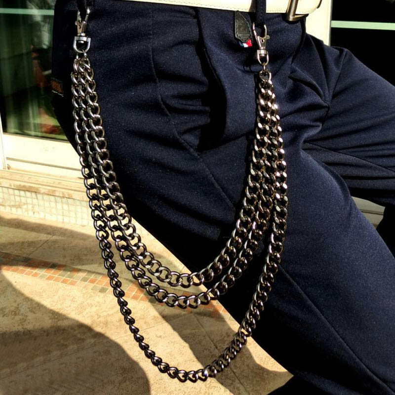 Punk Silver Multilayer Male Metal Chain on pants Hip Hop jeans Chain Men Women pant Wallet Chain Gothic Rock Chain Belt