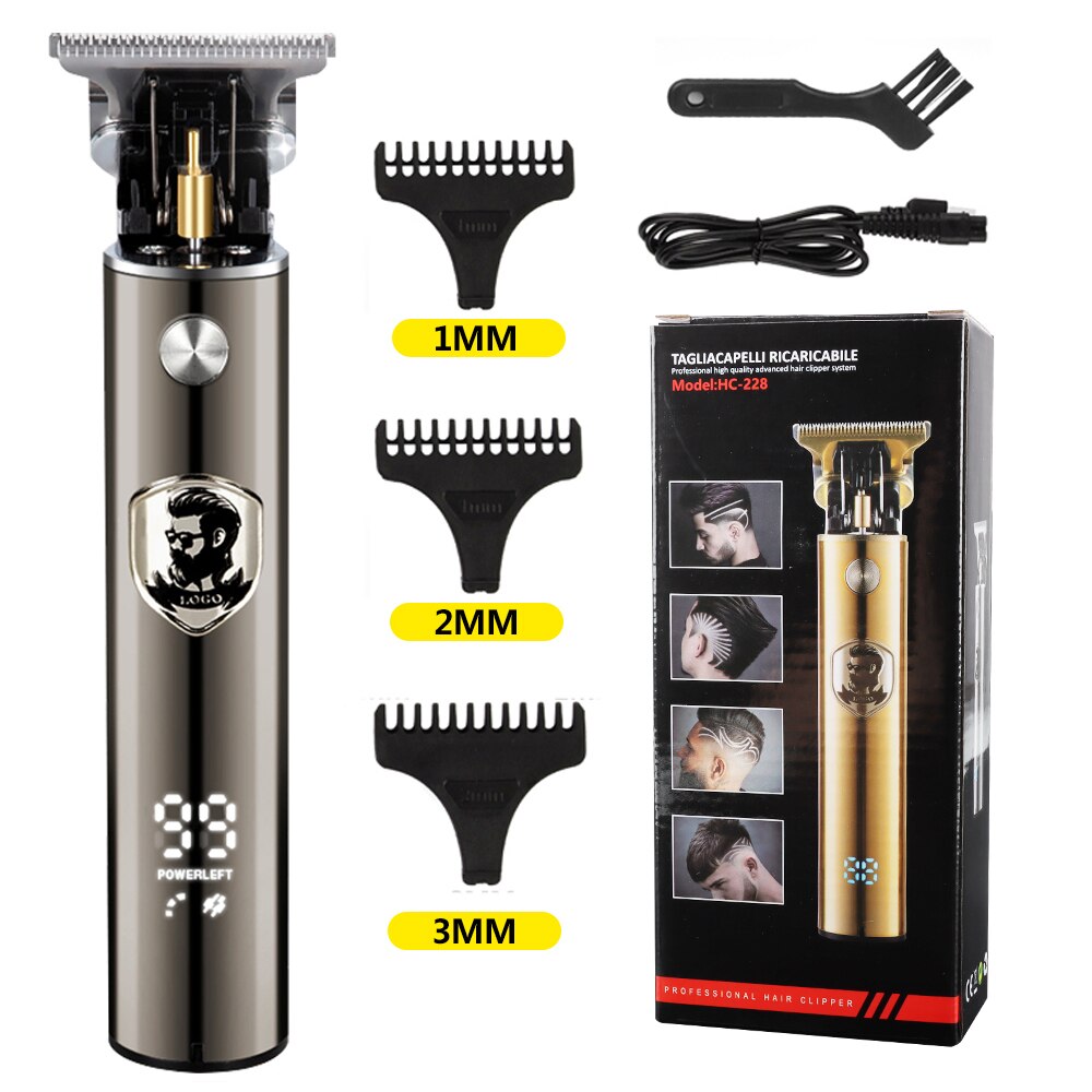 Gorąca sprzedaż nowa elektryczna maszynka do strzyżenia włosów USB akumulator 0mm golarka trymer do brody profesjonalne mężczyźni ścinanie włosów maszyna Barbershop: GradientLCD Grey