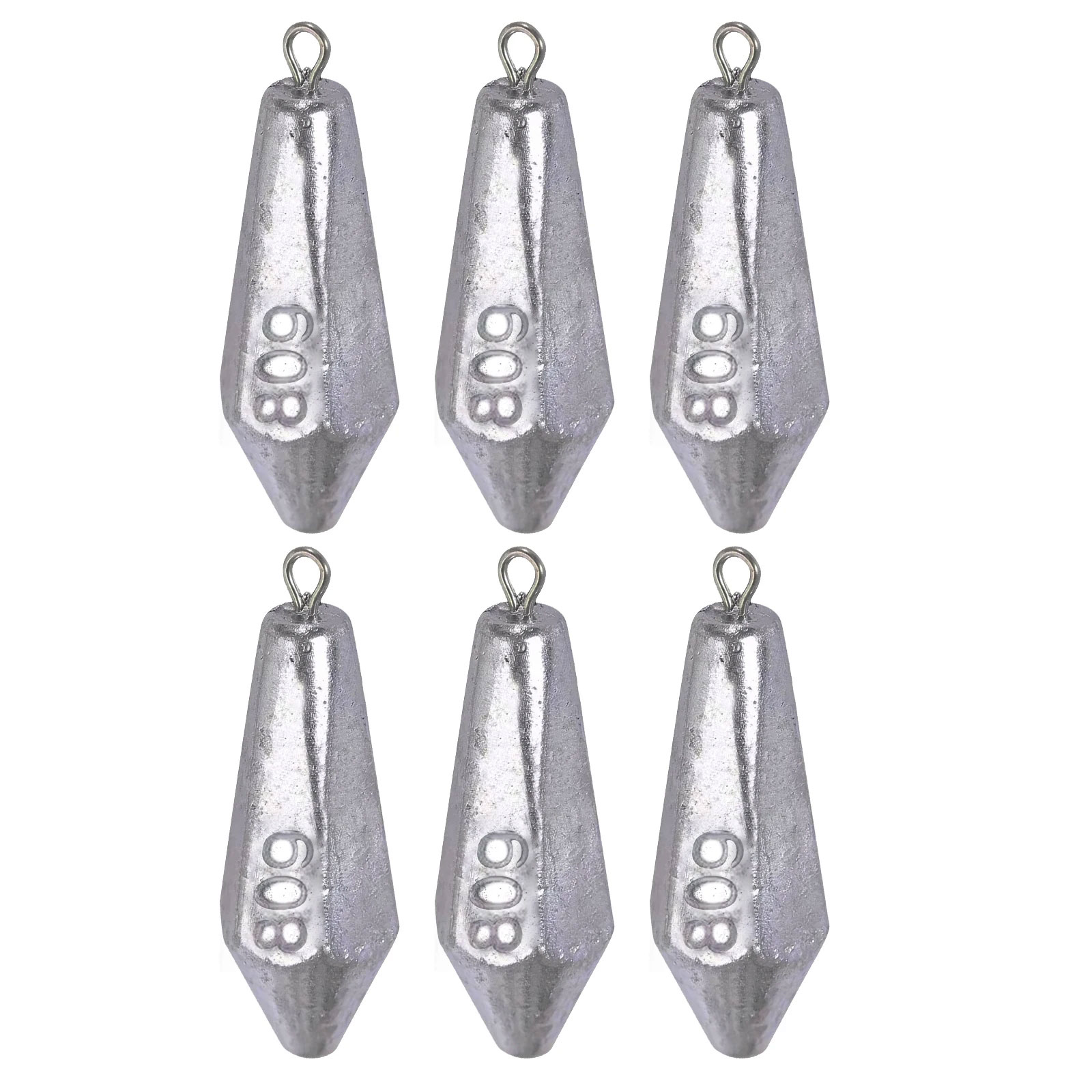 Kit de plomos de pesca de 100g, 6 uds., 20g-80g, pesos de pesca, forma Hexagonal, fundición, tiro de gota, peso largo y aerodinámico: Azul cielo