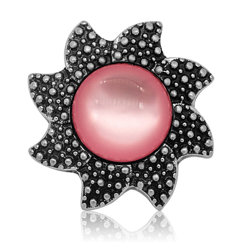 Kz3108 skönhetsskyr solformad cat eye-sten 20mm tryckknappar passar snapsmycken: Rosa