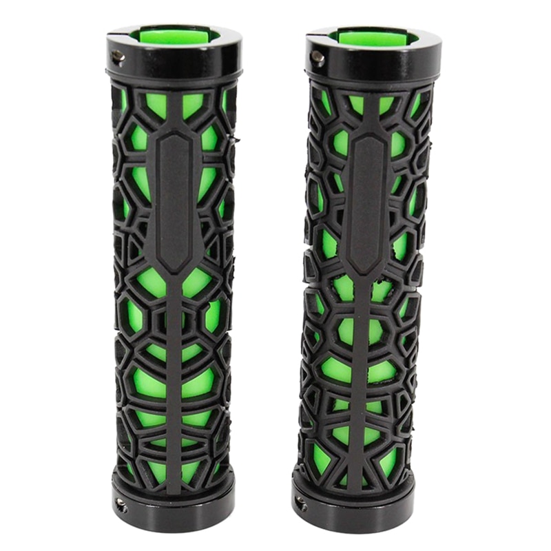 Bicycle Lock on Comfort Rubber Handle Grips Bike Handlebar Grips(Black and Green): Default Title
