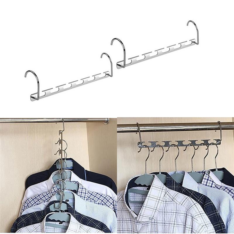 Multifunctional Space Saving Metal Hangers Magic 6 Grooves Clothes Closet Organizer Iron Clothes Drying Rack Bedroom Supplies