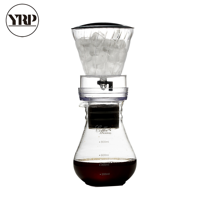 YRP Water Drip Coffee Machine Reusable Filter Tools Glass Espresso Coffee Dripper Pot Ice Cold Brew Coffee Maker BDH-04