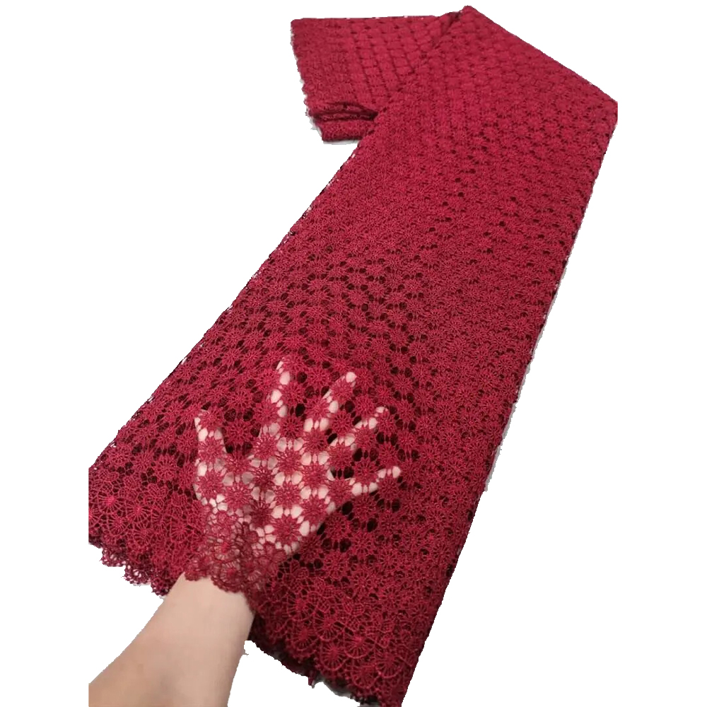 2025 Afrikaanse Nigeriaanse Wateroplosbare Damast Kant Stof Borduren Feestjurk Pailletten Katoen 5 yards: Black