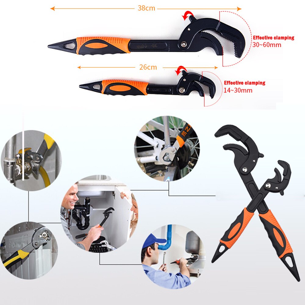 Yleisavain putkiavain 14-30 / 30-60mm korkeahiiliteräksinen snap n grip työkalu putkimies kiintoavainsarja monikäsityökalu