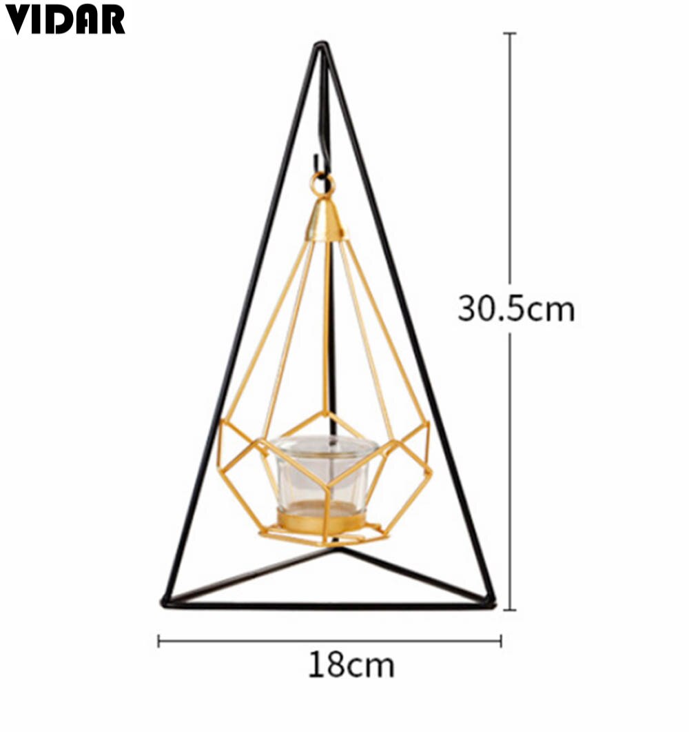 VIDAR-portavelas geométricos de hierro forjado, cesta colgante de Metal artesanal, candelabro de mesa: D