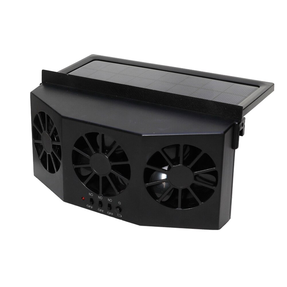 Zonne-energie Auto Window Air Vent Ventilator Driekoppige Fan Clear Auto Geur Elektrische Apparaten CSL2018: Zwart