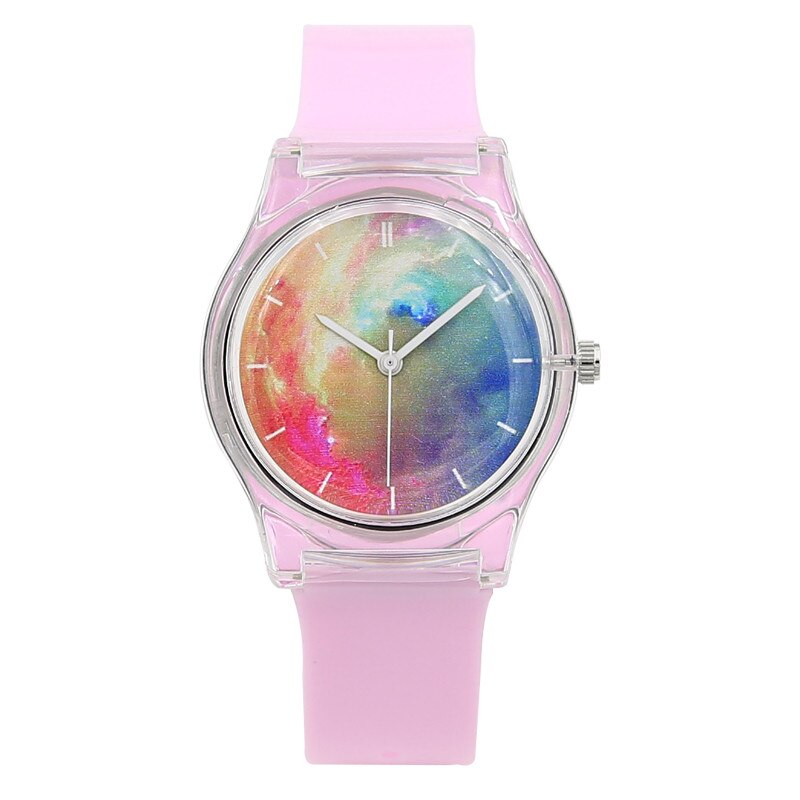 Reloj deportivo resistente al agua para mujer, Harajuku Star, transparente, Jelly, sencillo, femenino: Purple T