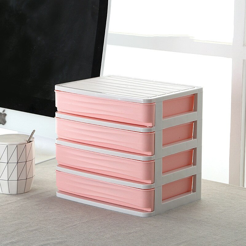 Large Capacity Makeup Organizer Cosmetics Storage Box Four Layer Drawer Jewelry Nail Polish Desktop Sundries Storage Box: Pink 4 Layer