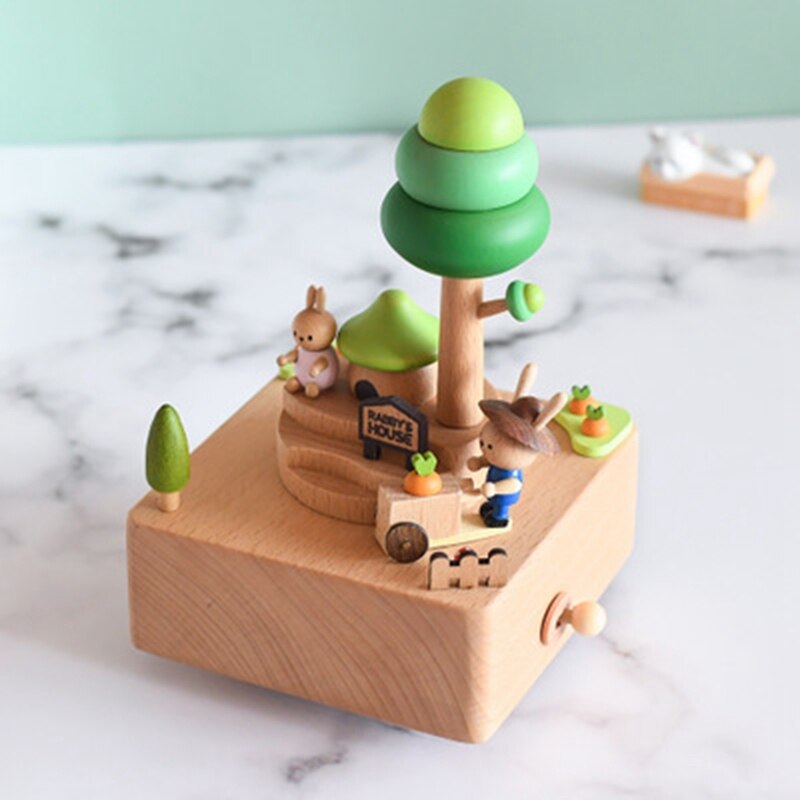 Fresh Farm Bunny Music Box Wooden Music Box Children's Birthday