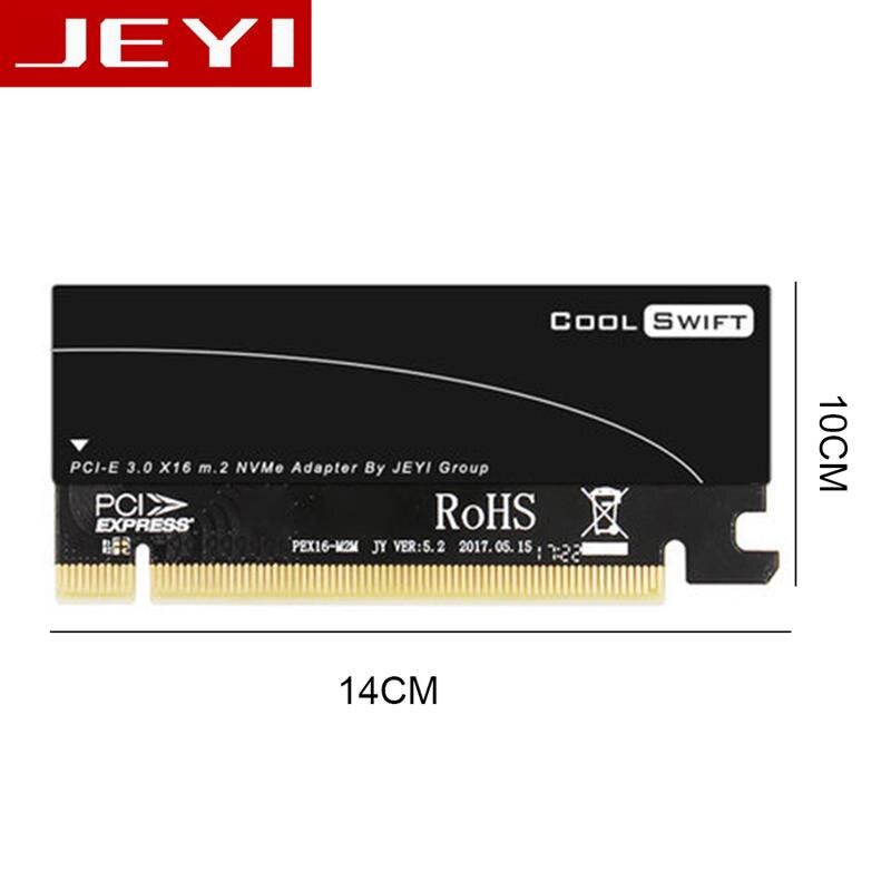 Jeyi Pcie M2 Adapter M Sleutel M2 Ssd Nvme Naar Pcie Ssd 2280 Adapter Ngff M.2 Pci-E X16 Converter Kaart met Warmte Doos: Black