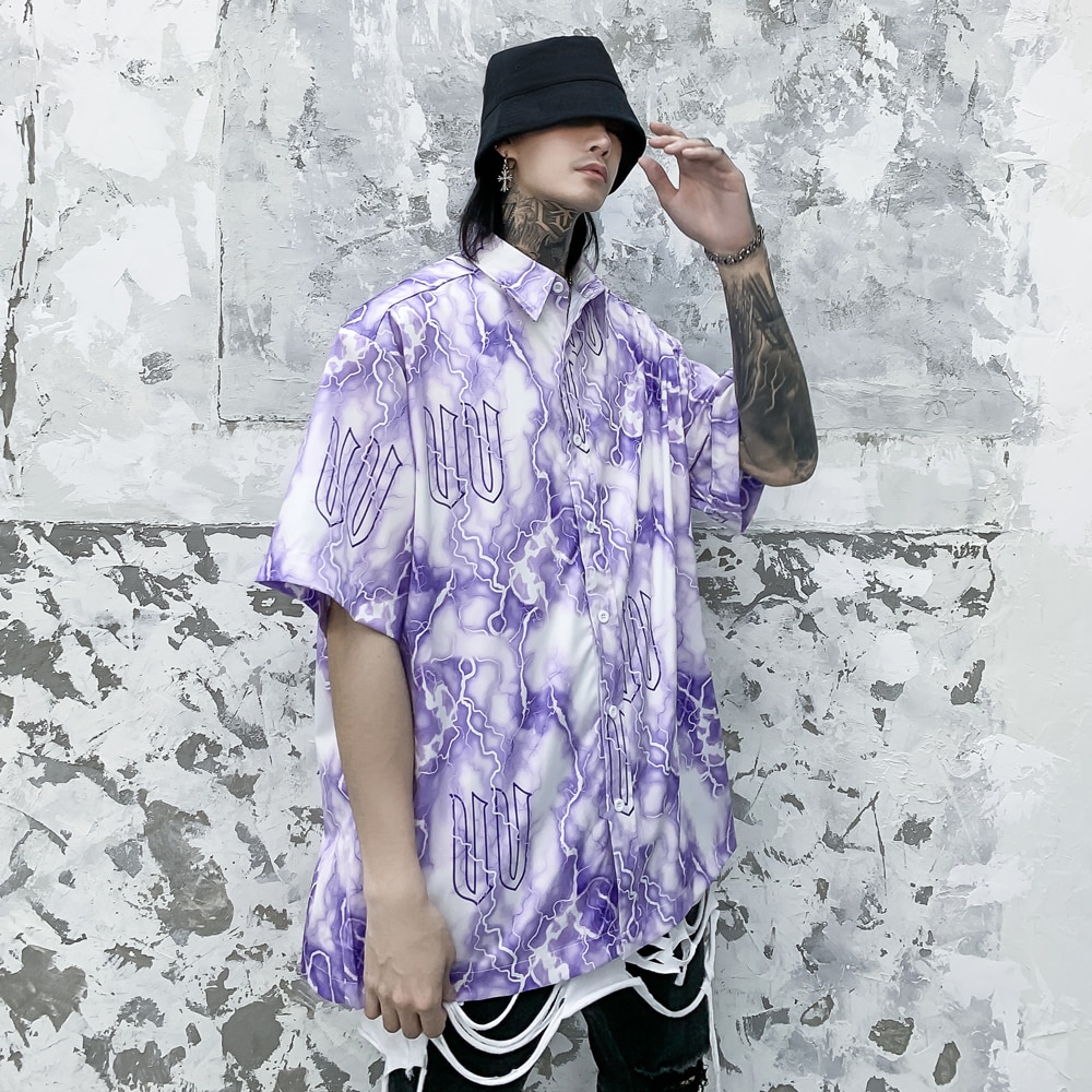 Błyskawica gotyckie ubrania letnie bluzki plus rozmiar bluzka Streetwear ponadgabarytowe męskie ubrania Got hawajska koszula aloha 2020 moda