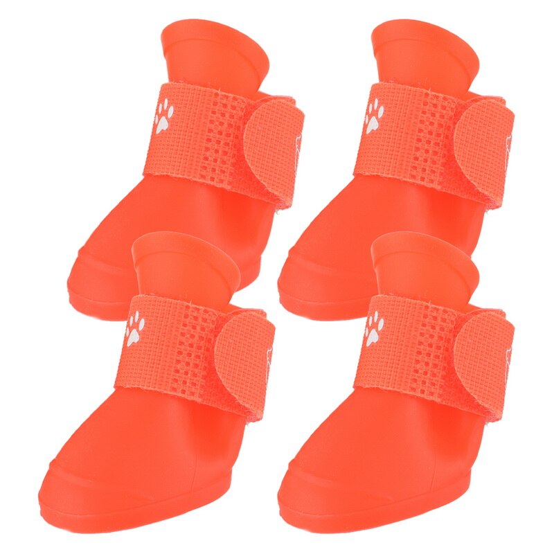 Candy Color Padded Pet Shoes Non-slip Boots Shoes Dog Cat Pet Dog Rain Boot Waterdrop 4PCs: Red / 57x47mm