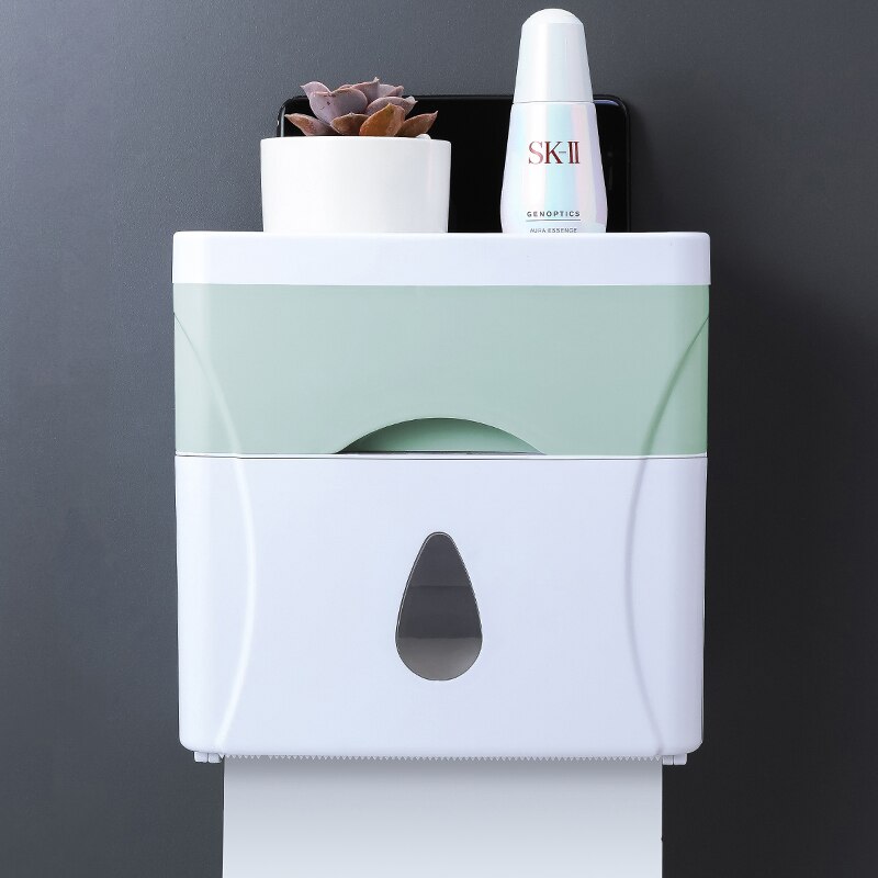 Double-layer paper towel holder, toilet paper tray, waterproof toilet paper rack, hand tray, punch-free: D