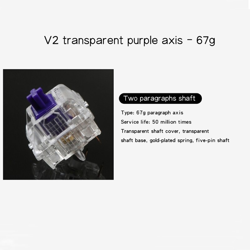 Zealios Tactile V2 Switches MX Style 5pins Mute Purple Linear Switch for Mechanical Keyboard 62g 65g 67g 78g Force