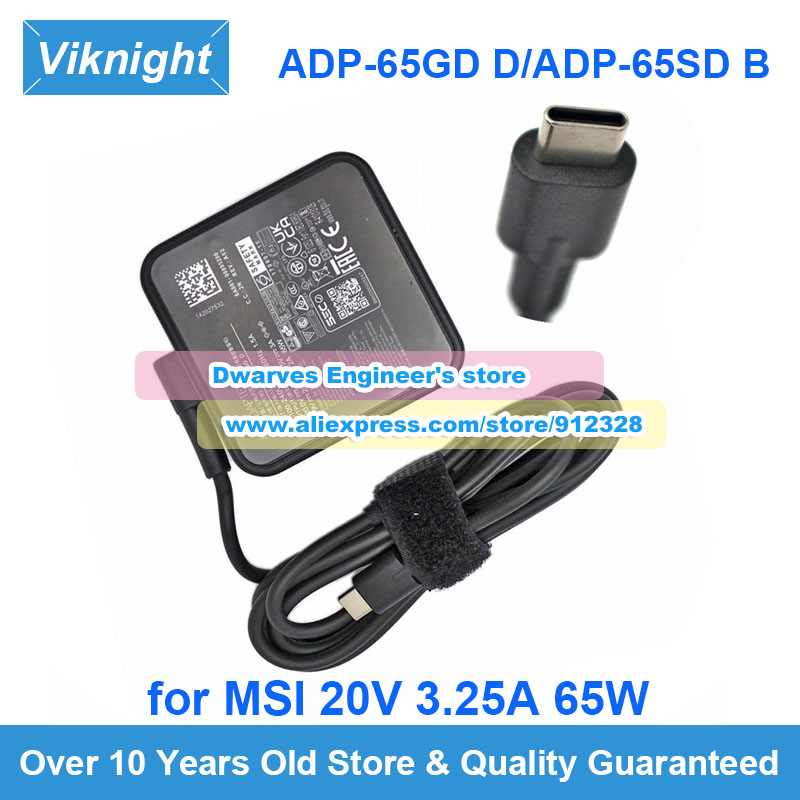 Original ADP-65GD D AC Adapter 20V 3.25A 65W Laptop Charger for MSI ADP-65SD B Power Supply