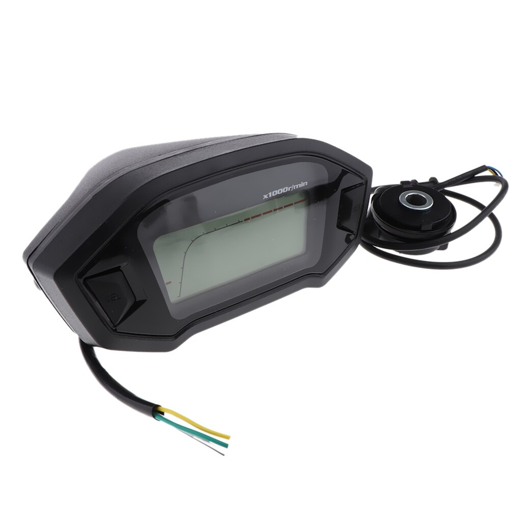Universal 7 Backlight LCD Display Motorcycle Digital Speedometer Odometer Tachometer 14000 RPM 199 KMH MPH