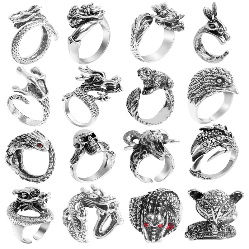 Animali Vintage Dragon Claw Snake Ring uomo donna Punk Hip Hop anelli di apertura personalità regolabile anelli gotici regalo gioielli