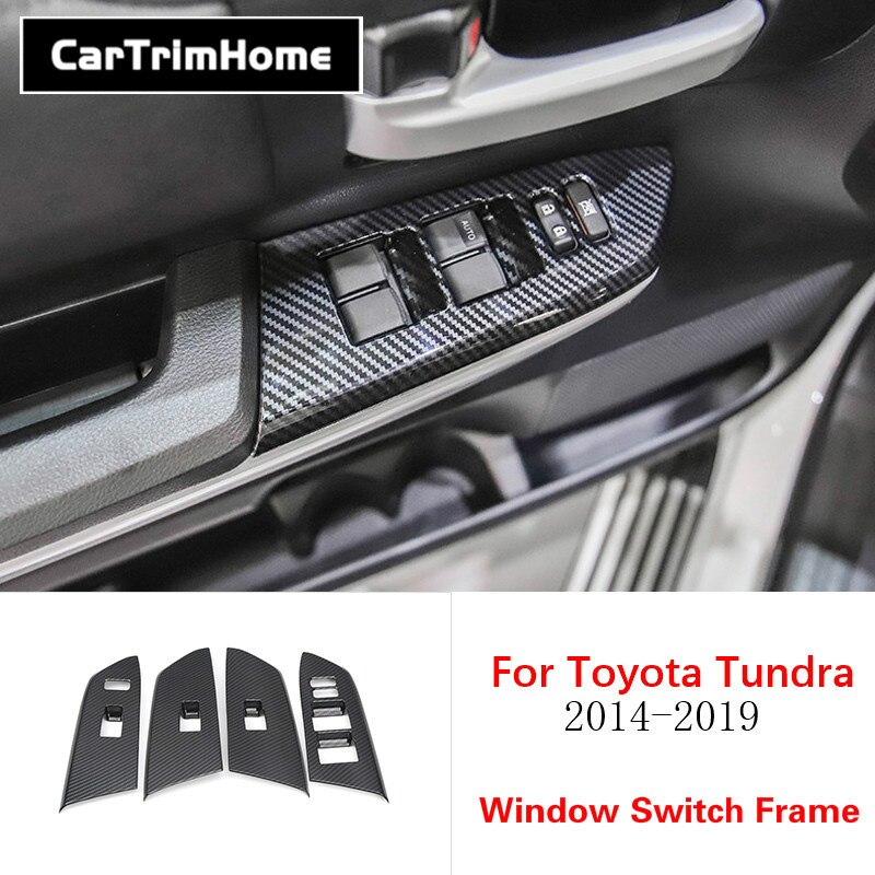 For Toyota Tundra accessories Interior Trim ABS Carbon Fiber Side Gear Position Panel Cover Trim: window button cover