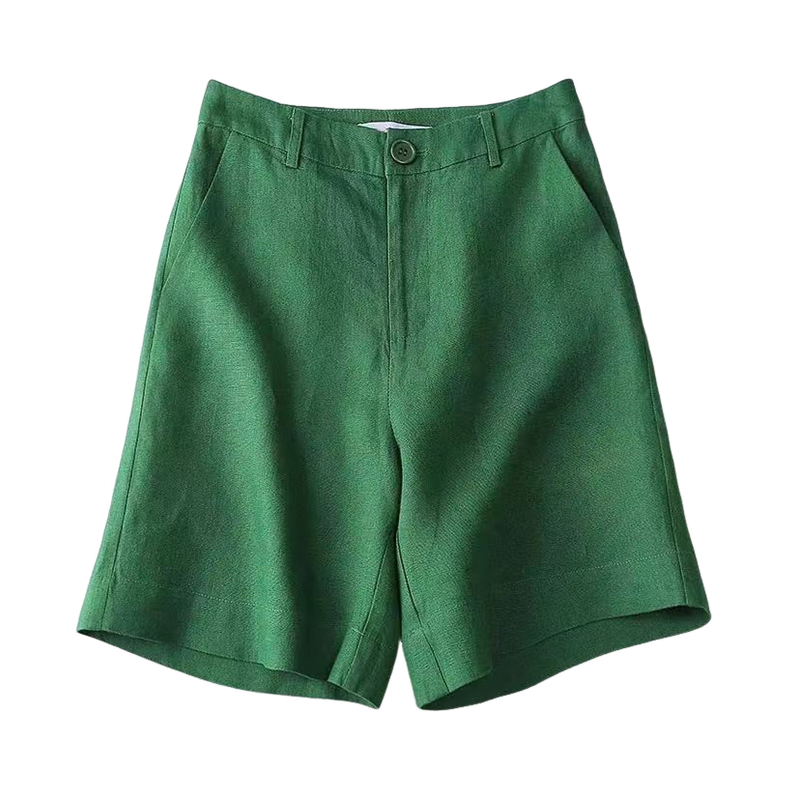 Short pas cher pour femmes harajuku été coton lin taille haute pantalon à jambes larges couleur unie dames pantalon directe: L / WHITE