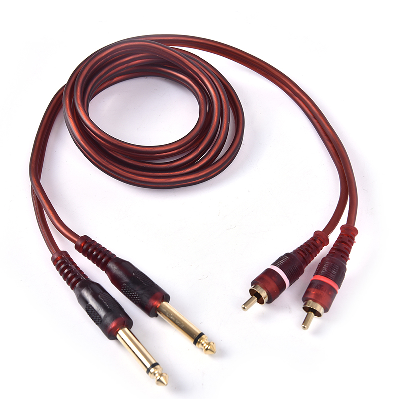 1Pc 1.5M Kabel Dual Rca Male Naar Dual 6.35Mm 1/4 Inch Mannelijke Mixer Audiokabel: Default Title