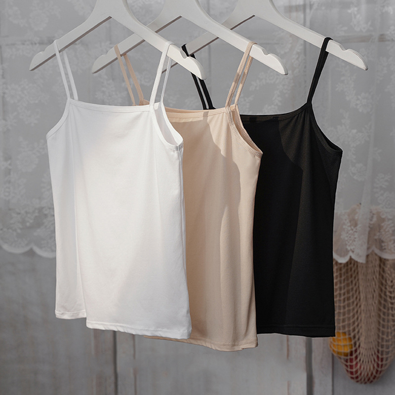 Kvinder sommer modal camisole crop tops ærmeløs slim sling t-shirt sort hvid bundtops bh undertøj veste