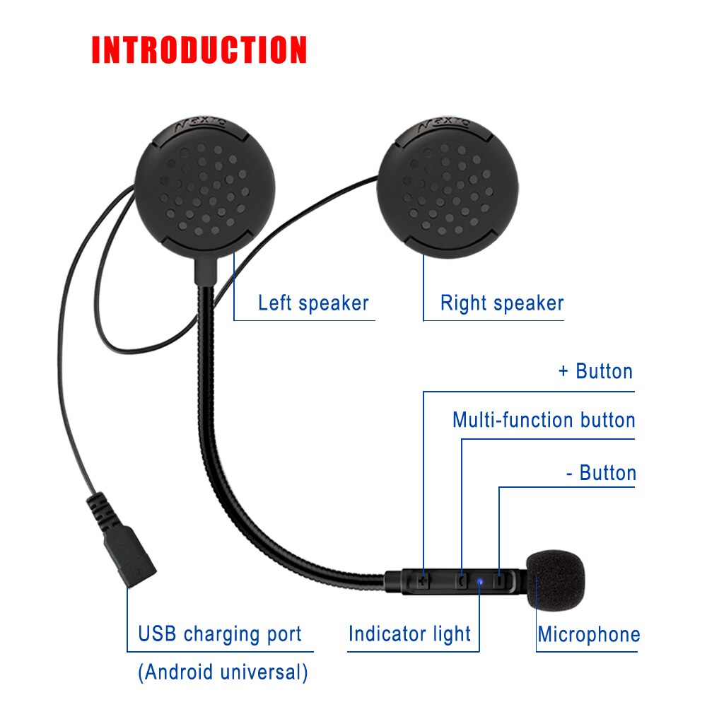 Maxto M1 Motorfiets Bluetooth Intercom Headset Draadloze Helm Hoofdtelefoon Ondersteuning Aansluiten Op 2 Apparaten Tegelijk