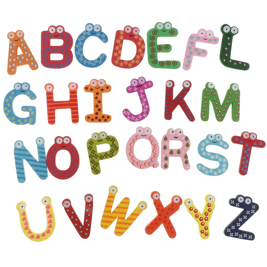 Wooden Letters Alphabetic Fridge Magnet Alphabet Kid Education Toys