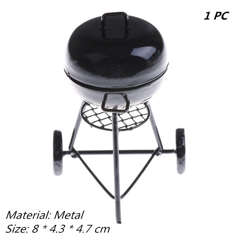 Mini Pretend Food Simulation BBQ Miniature Black BBQ Grill Garden Outdoor Accessory For Doll House Kitchen Decoration Toys: Grill