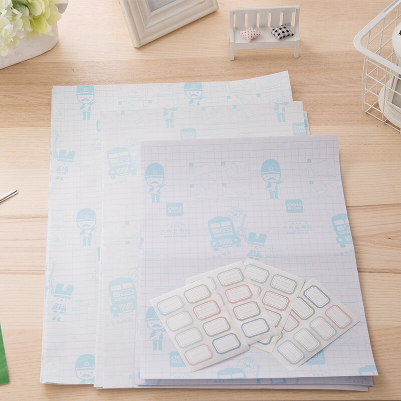 Deli 30pcs/set book cover transparent self-adhesive film slipcase CPP waterproof material book cover films for A4/16k/32k books