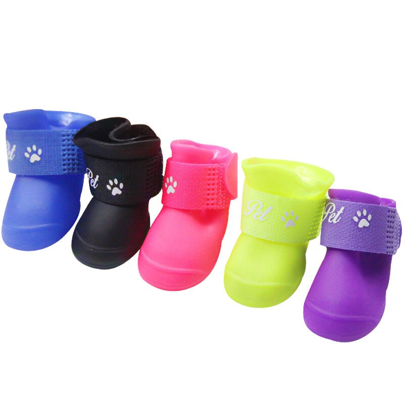 Pu 4 stks/set Kleurrijke Anti-Slip Skid Hond Kat Regen Beschermende Laarzen Waterdichte Snoep Kleuren Puppy Pet Regen Draagbare schoenen Laarzen