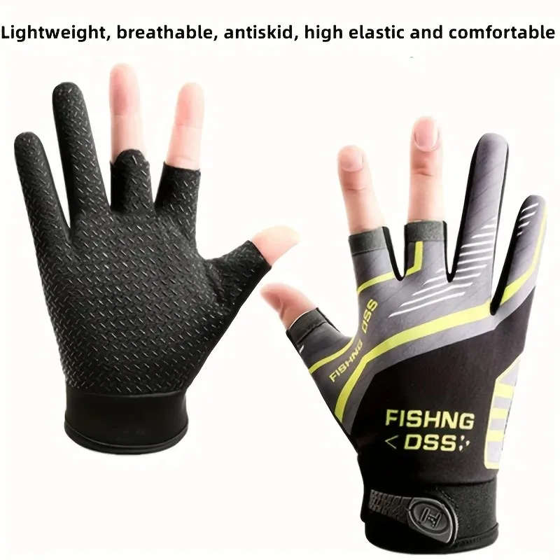 Anti-Rutsch-Angelhandschuhe, verschleißfest, für Höhle Sommer, draussen, atmungsaktiv, zum Angeln, Radfahren, Sporthandschuhe, Angelbekleidung
