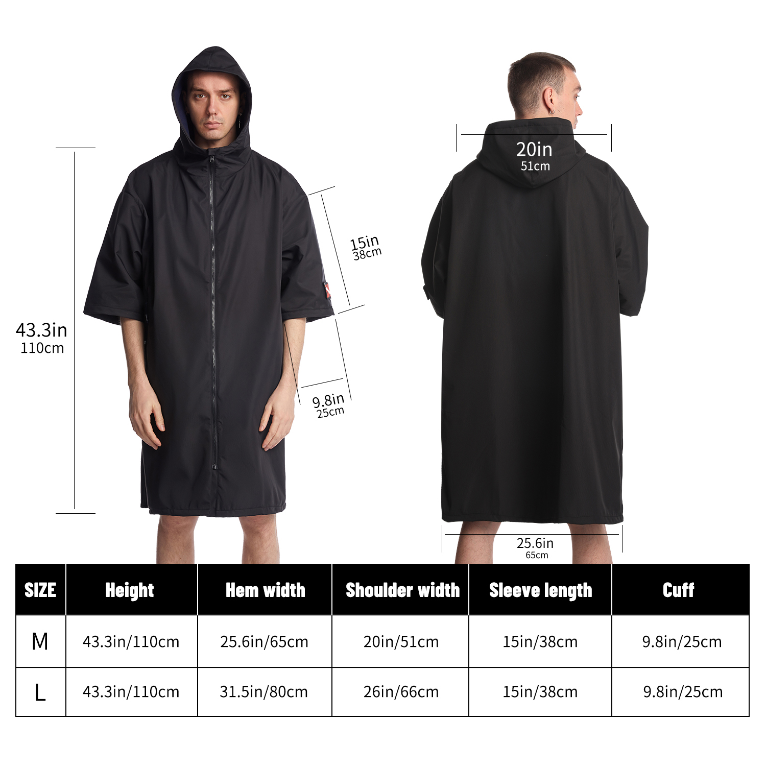 Hiturbo Waterdichte cape met korte mouwen en capuchon Aankleedcape Winddicht Sneldrogend Zwemmen Surfen Klimmen Warme sneldrogende cape