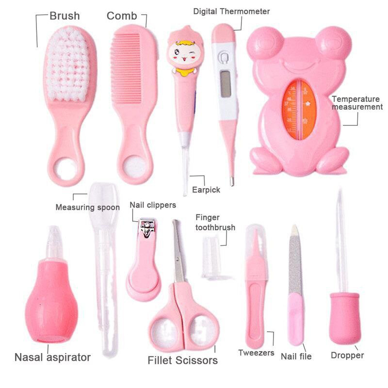 Multifunction Newborn Baby Kid Healthcare Kit Nail Hair Thermometer Grooming Brush Portable Hygiene Set Baby Newborn Essentials