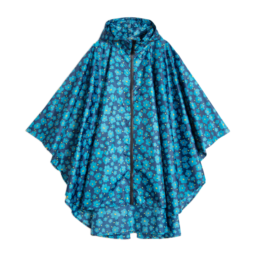 Women Men Flower Printed Raincoat Poncho Hooded Waterproof Jacket