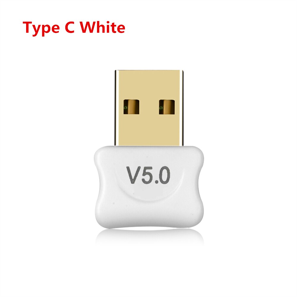 kebidumei USB Dongle Wireless Adapter Bluetooth 5.0 Dongle Music Sound Receiver Adapter Bluetooth Transmitter For Computer PC: Type C White