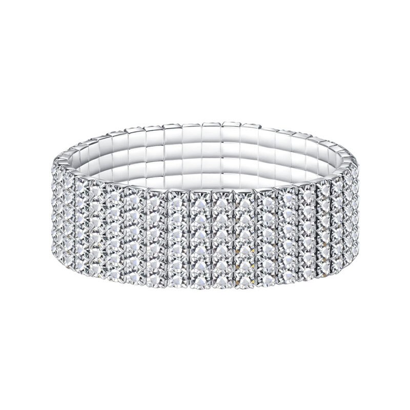 FSUNION 2022 Mehrere Stile Kristall strecken Glanz Armbänder Für Frauen Paar Girlsfriend Armreifen Hochzeit Braut: 6 Row