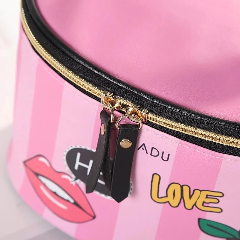 PU Leather Portable Women kosmetyczka z lustrem torby podróżne kosmetyczki organizuj torebkę wodoodporna kosmetyczka
